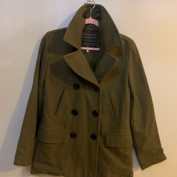 Abercrombie & Fitch Jackets & Blazers - Abercrombie & Fitch Women's Olive Peacoat